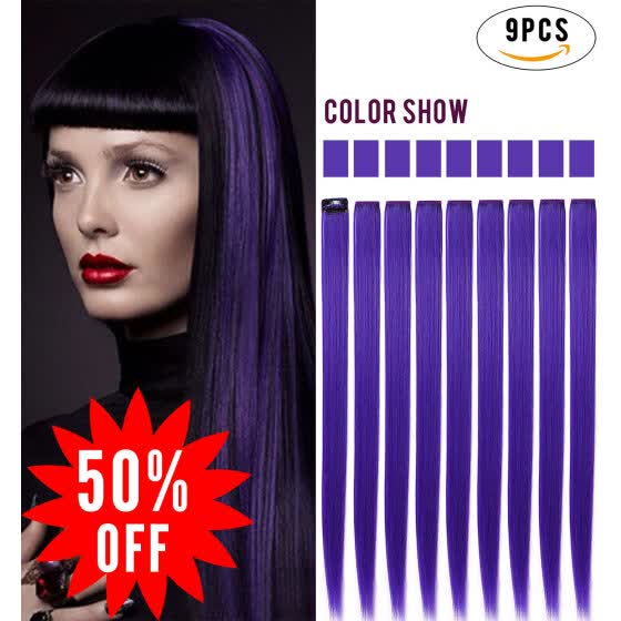 Shop Rhyme Purple Colored Clip In On Hair Extensions 20 9pcs