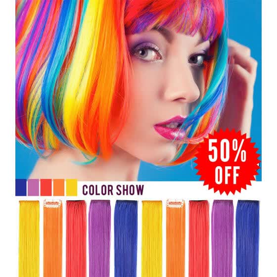 Shop Rhyme 10pcs Wig Pieces For America Girls And Dolls Clip In On Colored Hair Extensions Rainbow Color Online From Best Clip In Hair On Jd Com Global Site Joybuy Com