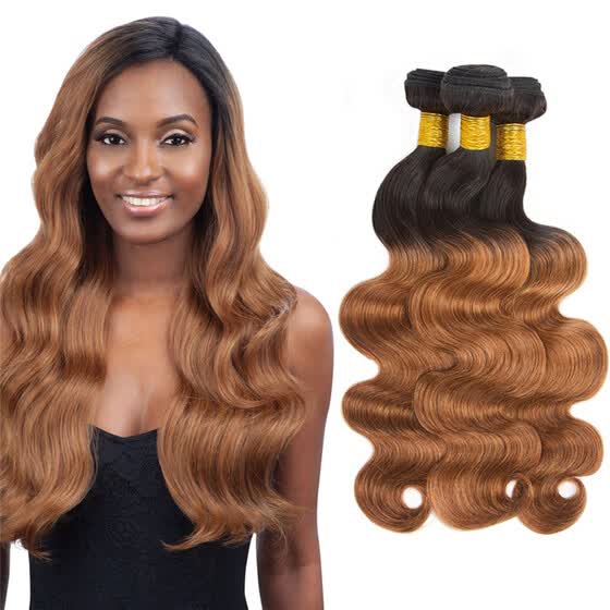 Shop Ombre Brazilian Body Wave Hair T1b 30 Dark Roots Brown Color