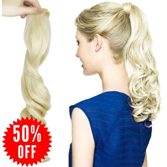 Shop Rhyme Blonde 16 85g Curly Ponytail Wig Wrap Around Synthetic