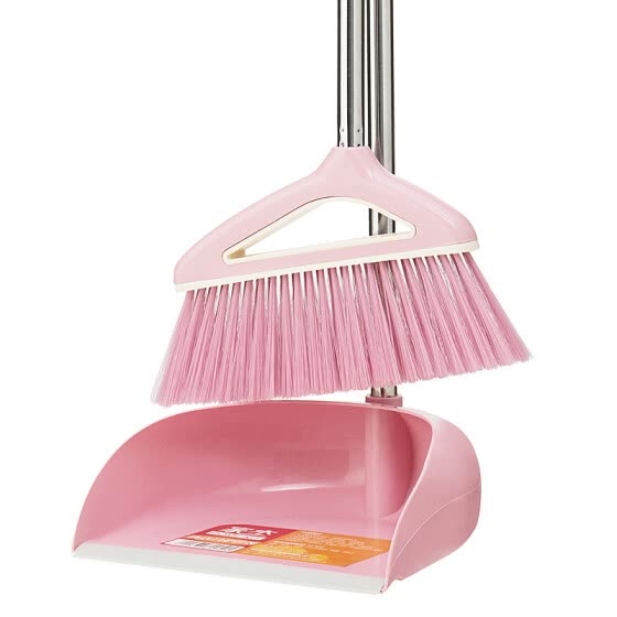 pink broom and dustpan