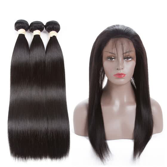 Shop Brazilian Virgin Hair Bundles Straight Hair 360 Lace Frontal