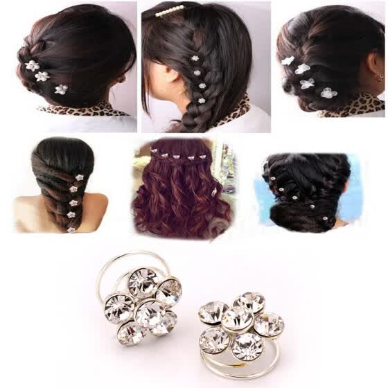 Shop Bridal Wedding Prom Crystal Pearl Flower Hair Coils Swirl