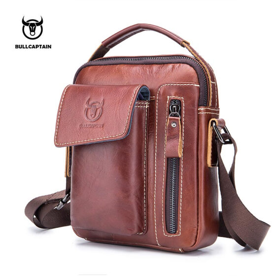 Men`s Genuine Leather Crossbody Bag Messenger Shoulder Bag Business Purse Bag
