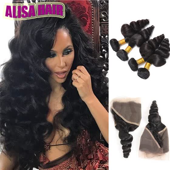 Shop Ear To Ear Lace Frontal With 4 Bundles Brazilian Loose Wave