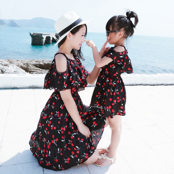 Mother /& Daughter Family Matching Dress Women Girls Floral Dress Outfits Q
