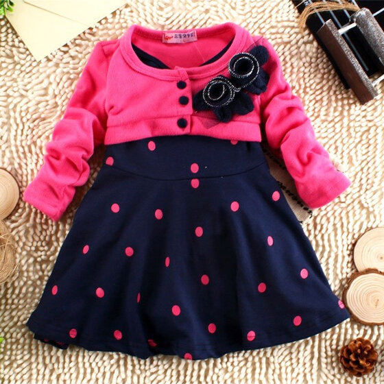 Toddler Baby Outdoor Clothes Set Toddler Baby Girls Candy Color Long Sleeve Striped Princess Casual Dress Fall Outfits