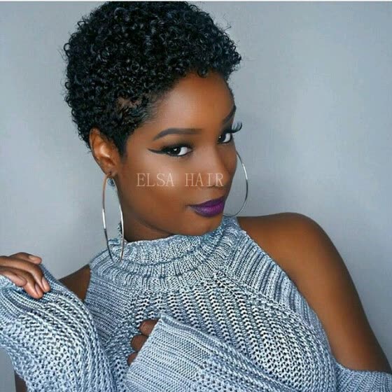Shop Afro Kinky Short Human Hair Wigs Machine Made None Lace