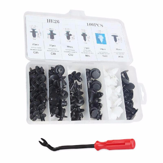 100Pcs Plastic Car Body Push Pin Rivet Fastener Trim Moulding Clip New.
