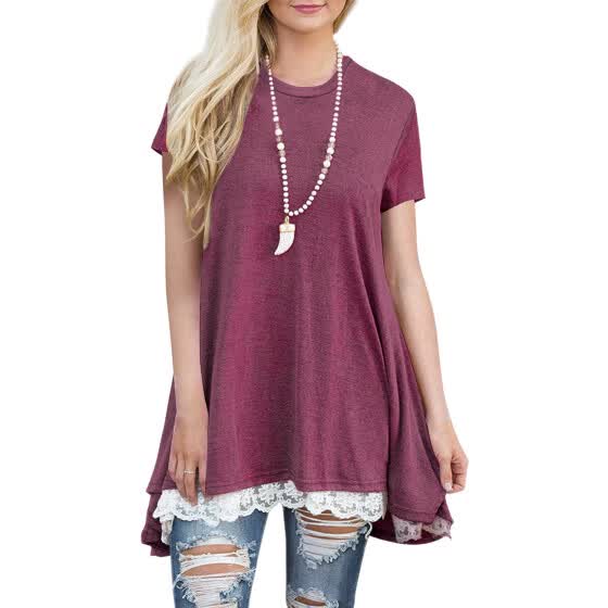 Shop Twippo Women S Tunic Tops Short Sleeve Flared Swing Top