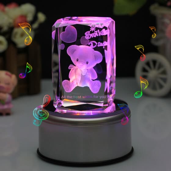 Shop Rude Love 3d Bear Crystal Music Box Light Ornaments Birthday