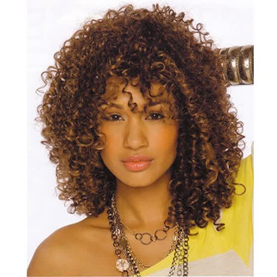 Shop Qianbaihui Short Curly Wigs For Black Women Brown Medium