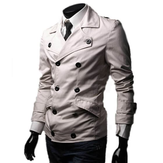 Shop Zogaa Casual Men's Jacket Suit Collar Double-breasted Pure Color ...