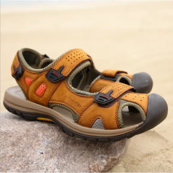 mens casual sandals leather