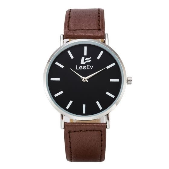 LeeEv Fashion Leather Band Stainless Steel Case Casual Watch for Men