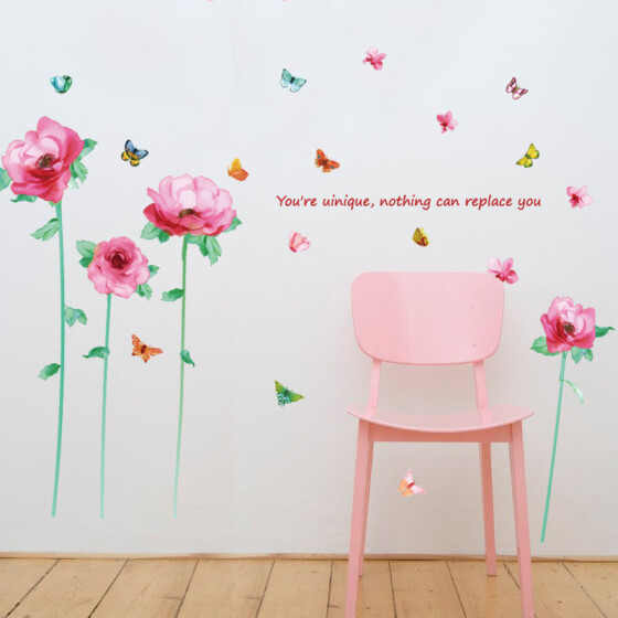 3D Roses Flowers Blossom Wall Stickers Home Romantic Love Living Room Art Decals