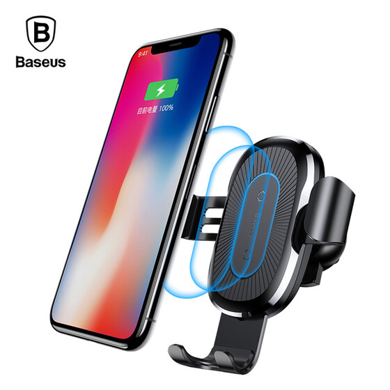 Baseus Wireless Car Mount Air Vent Mobile Phone Holder 10W Qi Fast Charger Black