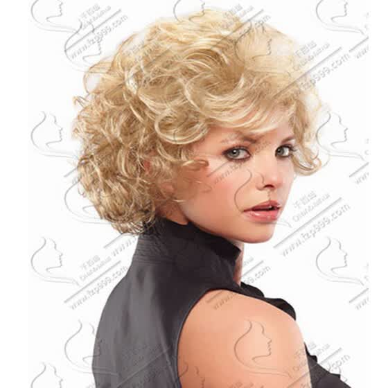 Shop Qianbaihui Short Blonde Curly Wigs For Women Natural Wavy