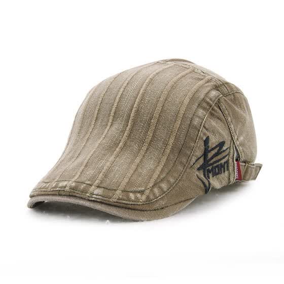 Color : 2, Size : Free Size TONGDAUS Caps Unisex Cotton Denim Quilted Distressed Peaked Cap Adjustable Flat Cap Duckbill Newsboy Hat 56-59cm Hat