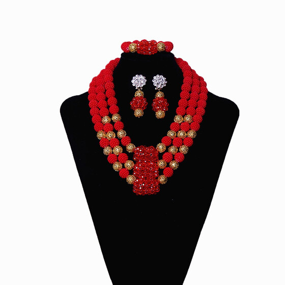 AMYNOVA Wonderful Blue African Beads Jewelry Set Fashion Nigerian Wedding Crystal Necklace Sets