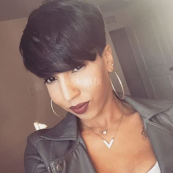 Shop Bob Cut None Lace Wigs 120 Density Human Hair Middle Part