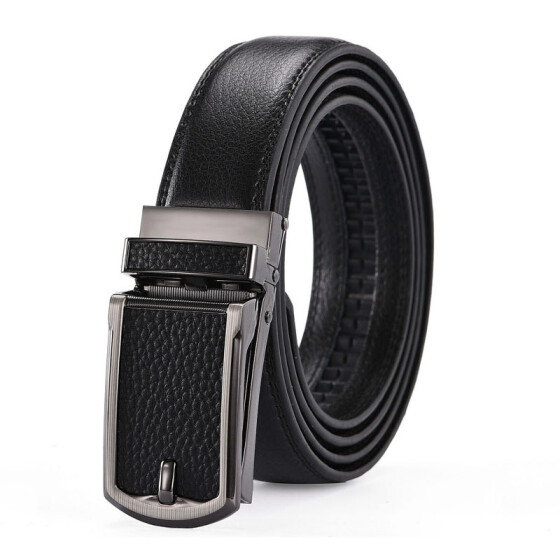 Luxury Mens Genuine Leather Ratchet Belt Automatic Buckle Waistband Waist Strap