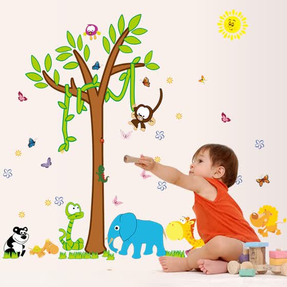 Forest Animals Tree Wall Sticker For Kids Baby Bedroom