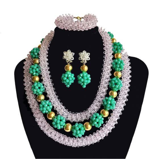 Shop Dubai Bridal Crystal Jewelry African Beaded Necklace Nigerian