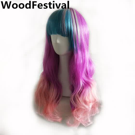 Shop Woodfestival Cosplay Wigs For Women Curly Synthetic Hair Wigs