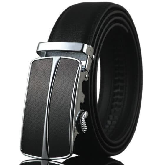 Genuine Leather Mens Belt Luxury Black Automatic Buckle Waist Band Straps