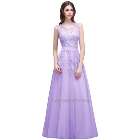 Shop Lace Embroidery Long Prom Dresses Pink Sheer Back Pearls Formal ...