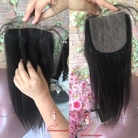 Shop Straight Hair 4x4 3 Part Silk Base Closure Bleach Knot With