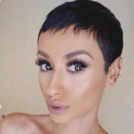 Shop Short Black Pixie Cut Wigs Human Black Hair Short Bob Women Full Lace Wig Lace Front Wig Short None Lace Wig For Women Online From Best Human Hair Wigs On Jd Com