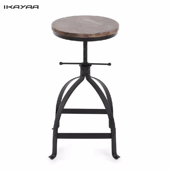 Shop Ship From Uk Ikayaa Adjustable Height Swivel Kitchen Dining Chair Round Bar Stool Industrial Style Natural Pinewood Steel Online From Best Living Room Furniture On Jd Com Global Site Joybuy Com
