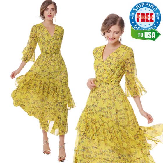 summer dress yellow floral