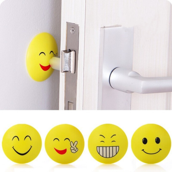 WALL PROTECTORS Buffer Door Handle Guard Stop Emoji Rubber Stopper Kids Smiley