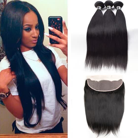 Shop 7a Peruvian Virgin Hair 3 Bundles With Frontal Straight Hair