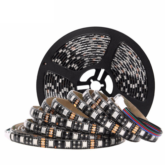 PCB Black LED Strip Light 5M SMD 5050 RGB 300 LED Waterproof Flexible tape lot