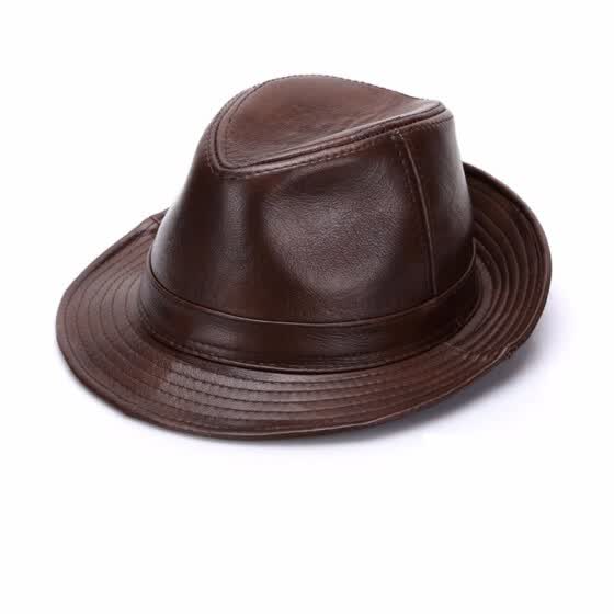 Shop Adult 100 Genuine Leather Hat Men S Fedoras Cowhide Hats