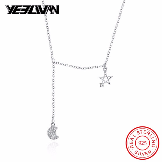 Women/'s 925 sterling silver small crystal star Pendant Necklace jewelry Charms!