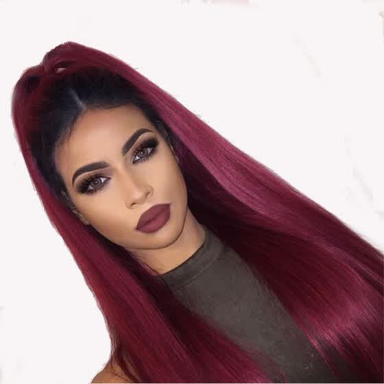 Shop T Top Hair T1b 99j Burgundy Ombre Long Silky Straight With