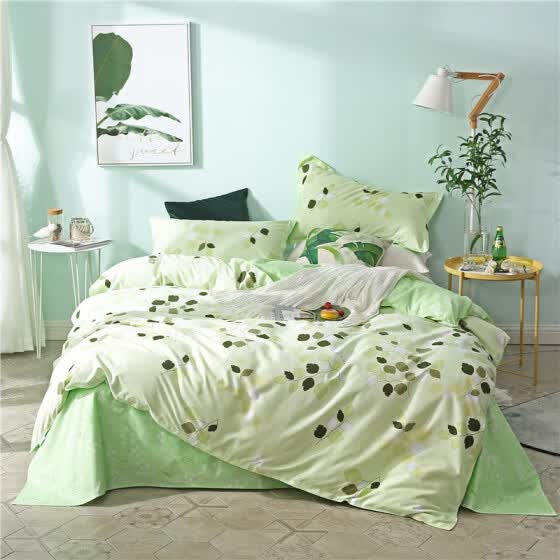 Shop Slowdream Fashion Green Leaf Bedding Set Elegant Duvet Cover Active Printing Set Bed Linen Home Textiles Multi Size 4pcs Online From Best On Jd Com Global Site Joybuy Com