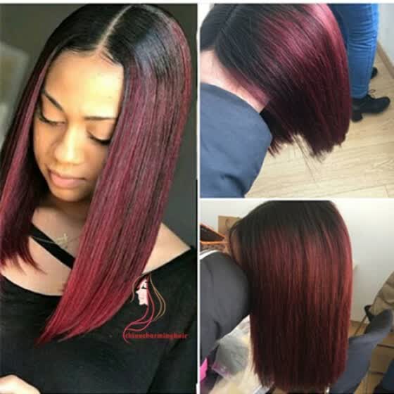 Shop 1b 99j Burgundy Short Bob Brazilian Hair Full Lace Wig