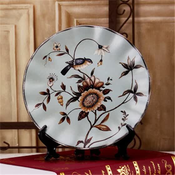 American Country Ceramic Decorative Plate Frame Ornaments American Country Ceramic Decorative Plate Frame Ornaments Living Room Wine Cabinet Furniture Decorations Crafts Art Figurines