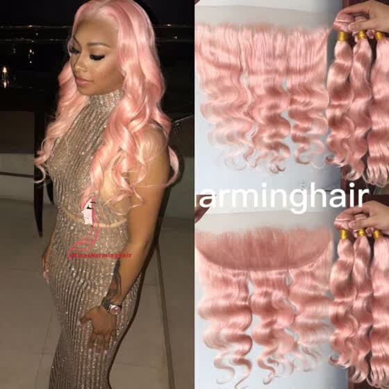 Shop Pink Lace Frontal with Bundles 