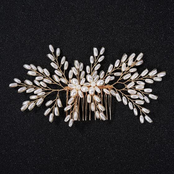 Shop Jonnafe Gold Pearls Branch Hair Comb For Women Prom Handmade
