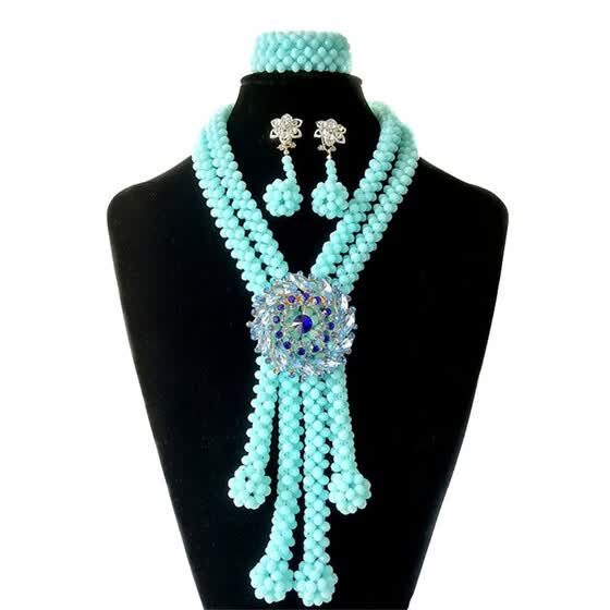 Red Crystal Beads Bridal Jewelry Sets African Costume Red Crystal Beads Bridal Jewelry Sets African Costume