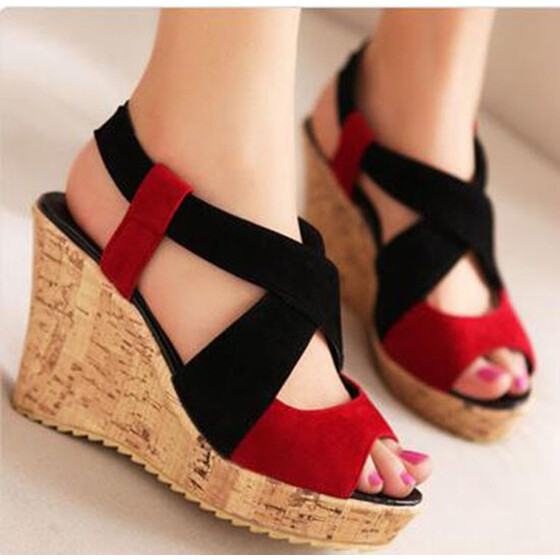 Women Ankle Strap Sandals peep-Toe Platform Slippers Beach Shoes