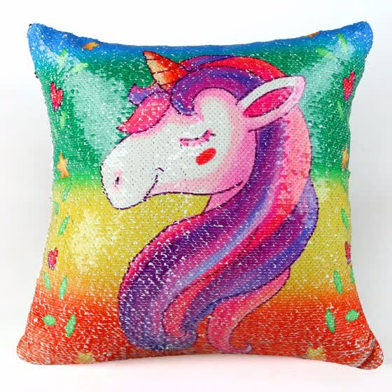 Shop Cntomlv Reversible Sequins Unicorn Cushion Cover 40 40
