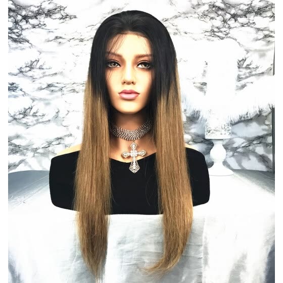 Shop T Top Hair T1b 27 Brown Ombre Long Straight With Dark Root